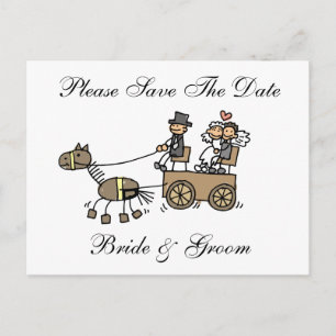 Carte Postale Faire-part Cheval mariage Et Transport Enregistrer La Date