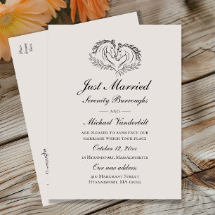 Carte Postale Faire-part Cheval Marié Rustique Élégant Mariage campagnard