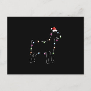 Carte Postale Faire-part Chèvre de Noël Santa Lumière LED de couleur Noël C