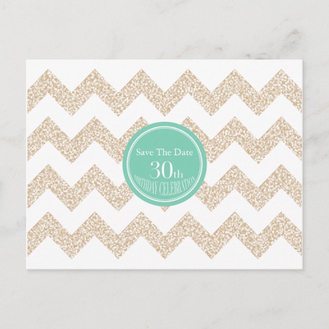 Carte Postale Faire-part Chevron 30e anniversaire Enregistrer la date Chois (Devant)