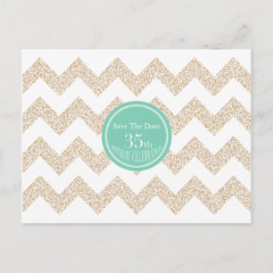 Carte Postale Faire-part Chevron 35e anniversaire Enregistrer la date Chois