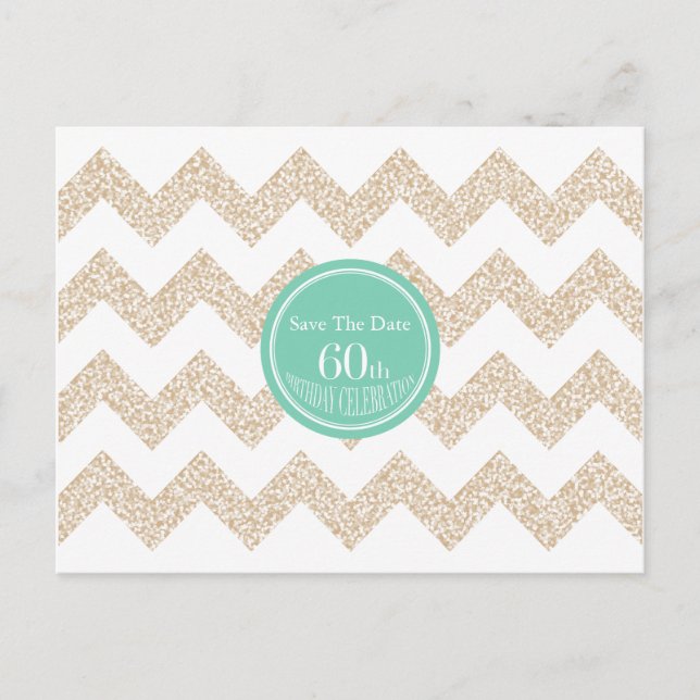Carte Postale Faire-part Chevron 60e Anniversaire Enregistrer la Date Chois (Devant)