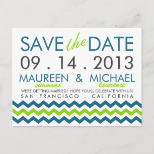 Carte Postale Faire-part Chevron moderne Zig-Zag Enregistrer la date