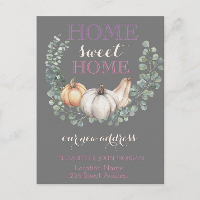 Carte Postale Faire-part Chez Soi Douce Maison,Citrouilles  Nouvelle Adress (Devant)