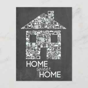 Carte Postale Faire-part Chez Soi Nouvelle Adresse Tableau Noir