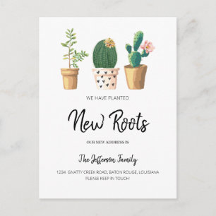 Carte Postale Faire-part Chic Cactus Plantés Nouvelles Racines Déplacés