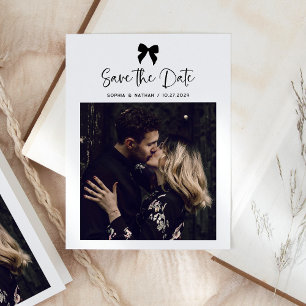 Carte Postale Faire-part Chic Coquette Bow Multi Photo Grid   Save the date