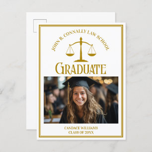 Carte Postale Faire-part Chic Gold Law School Graduation Photo