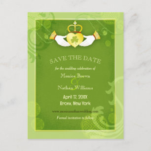 Carte Postale Faire-part Chic Green Irish Wedding Save the Date