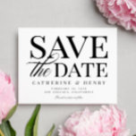 Carte Postale Faire-part Chic Modern Bold Noir Noir Blanc Mariage Enregistr<br><div class="desc">Chic Modern Bold Black White Wedding Enregistrer la Date - partager l'actualité avec style avec cette carte d'annonce Enregistrer la Date en gras.</div>