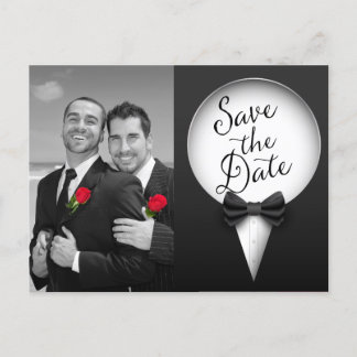 Carte Postale Faire-part Chic Moderne Élégant Gay Smoking Photo Save the Da