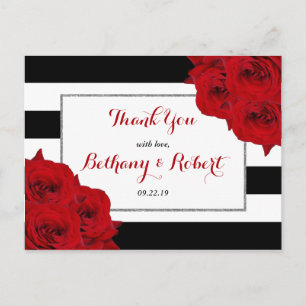Carte Postale Faire-part Chic Moderne Luxe Mariage Collection - Roses rouge