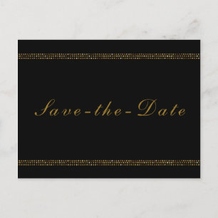 Carte Postale Faire-part Chic Noir et Or Élégance Étincelante Save the Date