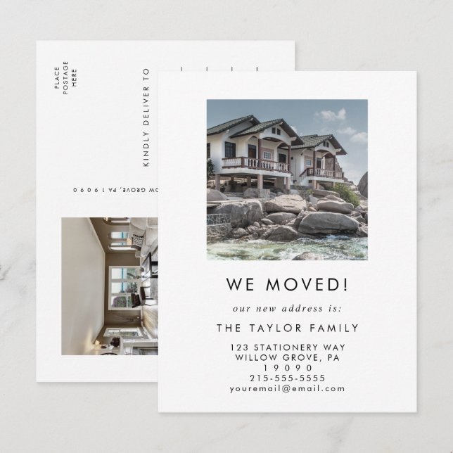 Carte Postale Faire-part Chic Nouveau Accueil Photo Nous avons déménagé Ann (Devant / Derrière)