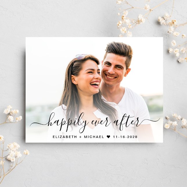 Carte Postale Faire-part Chic Script Photo QR Code Enregistrer La Date (Our user-friendly template allows you to easily upload your photo & create a perfect save the date)