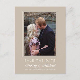Carte Postale Faire-part Chic Shiitake Gris Save the Date Photo de fiançail