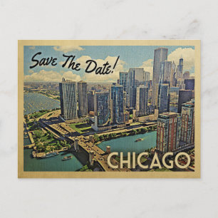Carte Postale Faire-part Chicago Sauver La Date Illinois