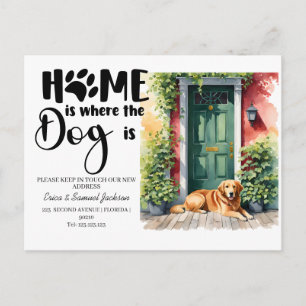 Carte Postale Faire-part chien animal de compagnie bouge! nouvelle adresse