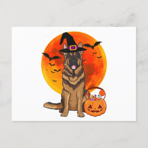 Carte Postale Faire-part Chien Halloween Berger allemand Jack Lantern Pumph