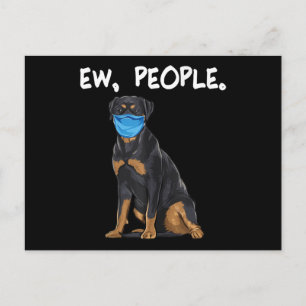 Carte Postale Faire-part Chien rottweiler portant un masque facial