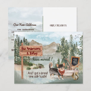 Carte Postale Faire-part Chihuahua à poils longs déménage à une nouvelle ad