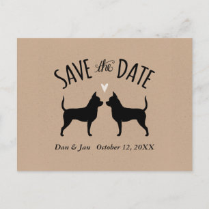 Carte Postale Faire-part Chihuahua Silhouettes Mariage Enregistrer la date