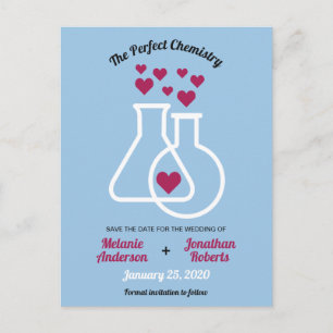 Carte Postale Faire-part Chimie Moderne Cœur Mariage Sauvegarder La Date