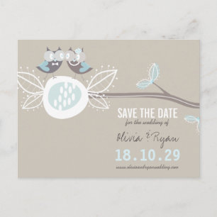 Carte Postale Faire-part Chouette Mariage Whimsical Branche Arbre Enregistr