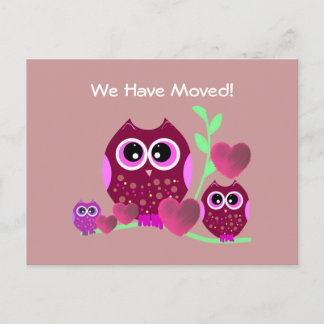 Carte Postale Faire-part Chouettes et Coeurs que nous avons aimés