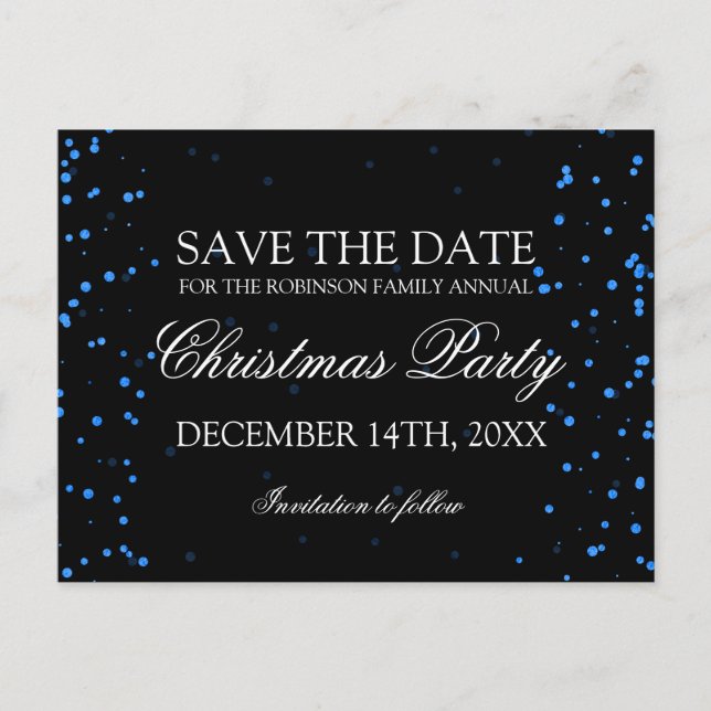 Carte Postale Faire-part Christmas Save The Date Blue Confetti Points (Devant)