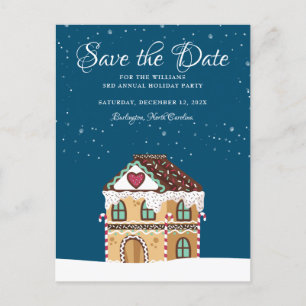 Carte Postale Faire-part Chritsmas Family Party Save the Date Gingerbread