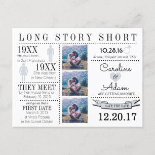 Carte Postale Faire-part Chronologie en gris clair Enregistrer la date Cart