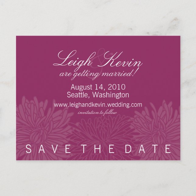 Carte Postale Faire-part Chrysanthemum Blossom Enregistrer la date (Devant)