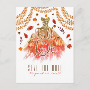 Carte Postale Faire-part Chute en amour Robe d'automne Feuilles d'automne S