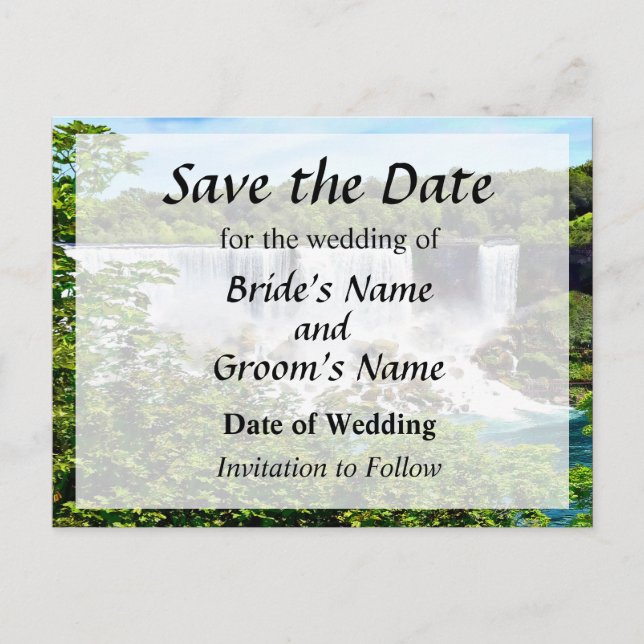 Carte Postale Faire-part Chutes Niagara - Chutes du Voile américain et nupt (Devant)