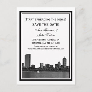 Carte Postale Faire-part Ciel de Boston encadré avec mention "Save the Date