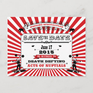 Carte Postale Faire-part Circus Steampunk Mariage Enregistrer La Date Rouge