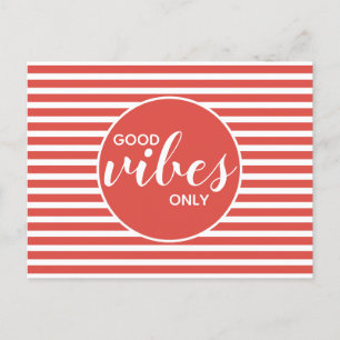 Carte Postale Faire-part Citation de typographie rouge et blanc Good Vibes
