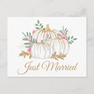 Carte Postale Faire-part Citrouille d'or rose vient de se marier Mariage de