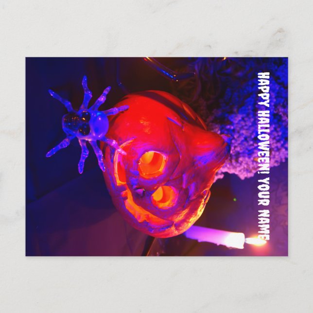 Carte Postale Faire-part Citrouilles Halloween néon (Devant)