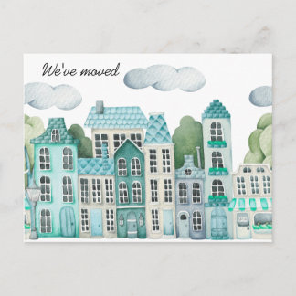Carte Postale Faire-part City We've Moved -  New Address Watercolor Door 