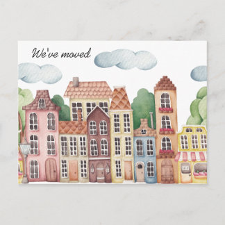 Carte Postale Faire-part City We've Moved -  New Address Watercolor Door 