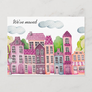 Carte Postale Faire-part City We've Moved -  New Address Watercolor Door 
