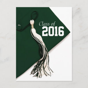 Carte Postale Faire-part Classe de 2016 Green Casquette Graduation Postcard