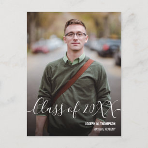 Carte Postale Faire-part Classe de 2024 Homme Graduate Photo Nom