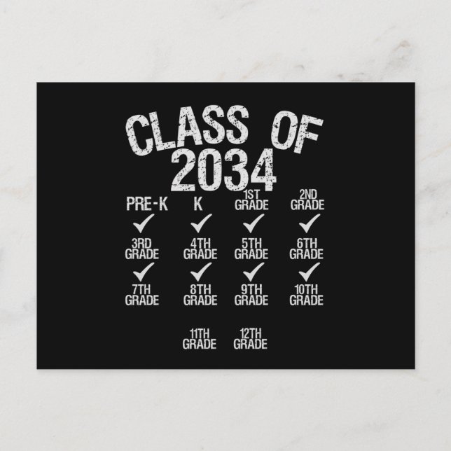 Carte Postale Faire-part Classe De 2034 Grow With Me Graduation 6ème Grade (Devant)