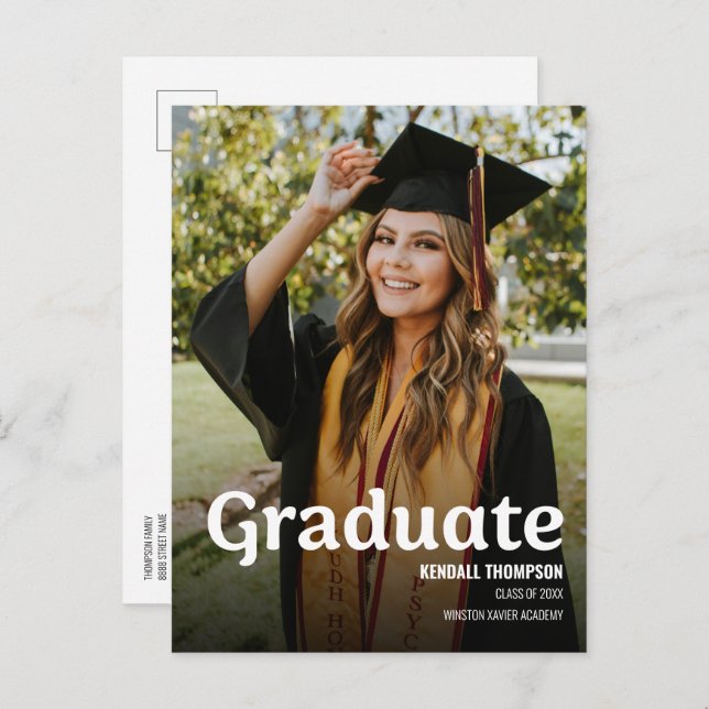 Carte Postale Faire-part Classe Moderne 2024 Grad photo Grad Grad Graduatio (Devant / Derrière)