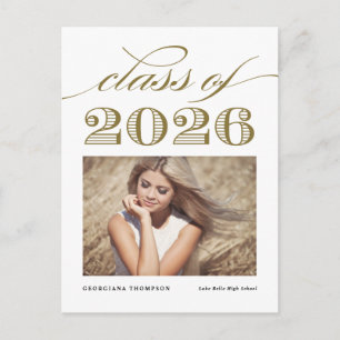 Carte Postale Faire-part Classe Vintage d'or de 2025 Photo Graduation
