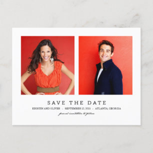 Carte Postale Faire-part CLEAN 2 Photos Enregistrer La Date Postcard