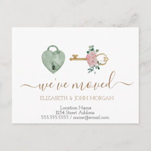 Carte Postale Faire-part Clés Roses Cœur Nouvelle Adresse